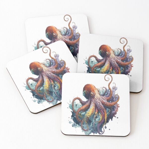 Item preview, A vibrant Giant Pacific Octopus. With its tentacles gracefully spread out, this colorful creature captivates the eye designed and sold by WildSpiritPaint.