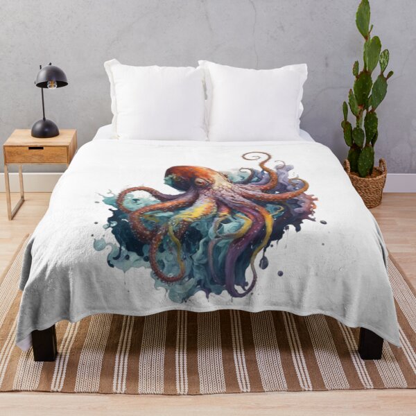 Item preview, A vibrant Giant Pacific Octopus. With its tentacles gracefully spread out, this colorful creature captivates the eye designed and sold by WildSpiritPaint.