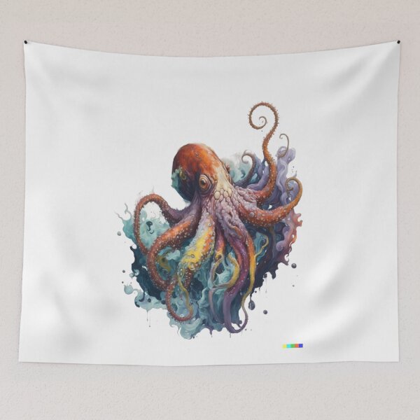 Item preview, A vibrant Giant Pacific Octopus. With its tentacles gracefully spread out, this colorful creature captivates the eye designed and sold by WildSpiritPaint.
