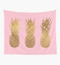 Rosa und Gold Ananas Wandbehang