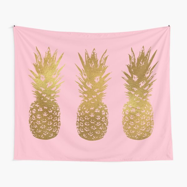 Pink and Gold Pineapple Tapestry