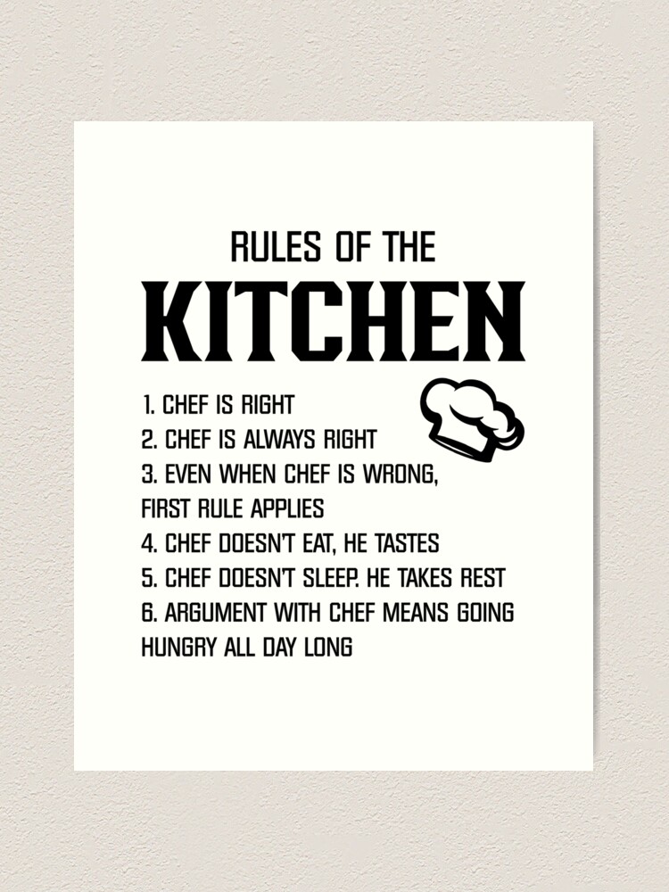 Rules Of The Kitchen Funny Chef Gifts For Women Men, National Personal Chef  Day Gifts For Kitchen Head Cook Staffs  Art Print for Sale by medroc