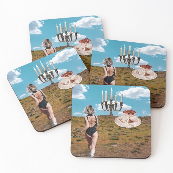 Item preview, Dream-Chasing Runner: Whimsical Collage Art Print with Candelabra and Delightful Dessert designed and sold by GollyWillikers.