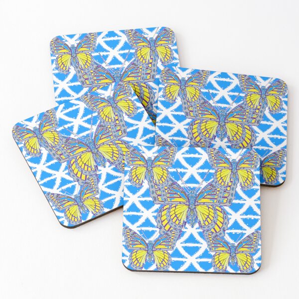 Item preview, ABSTRACTED BLUE-YELLOW MONARCH BUTTERFLIES PATTERN ART designed and sold by sharlesart.