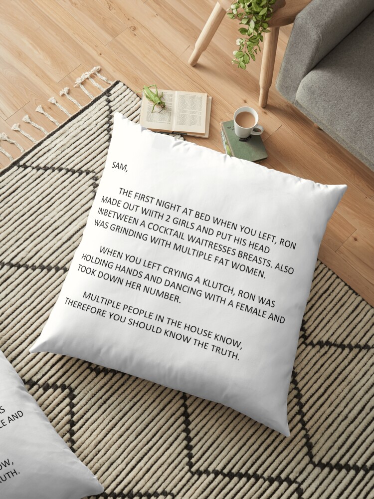 Jersey Shore Anonymous Letter To Sammi Floor Pillow By Jackiedeez