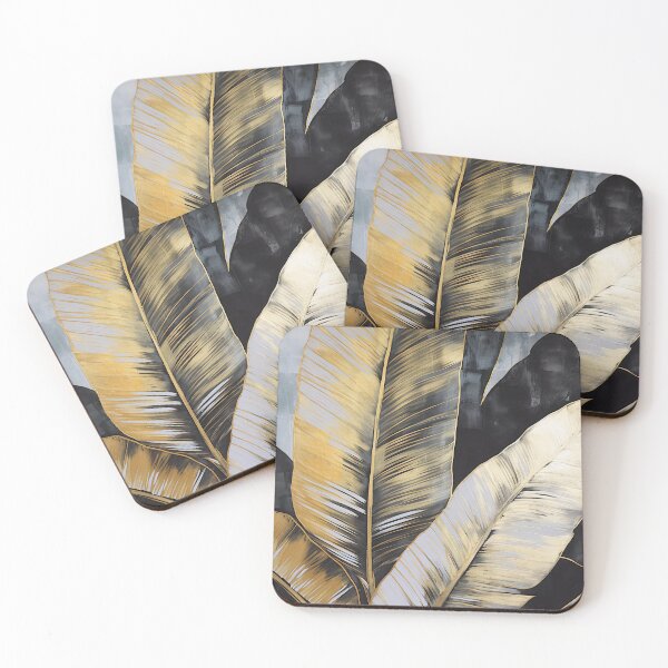 Item preview, Modern European ink and gold foil banana leaf 01 designed and sold by UnaWu533.