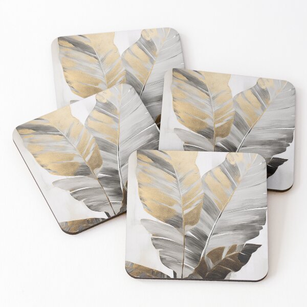 Item preview, Modern European ink and gold foil banana leaf 02 designed and sold by UnaWu533.