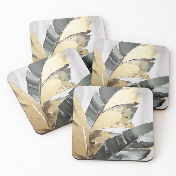 Item preview, Modern European ink and gold foil banana leaf 03 designed and sold by UnaWu533.