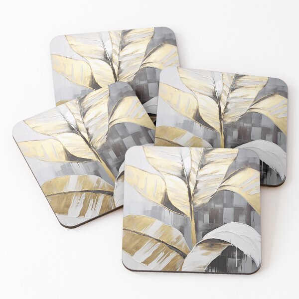 Item preview, Modern European ink and gold foil banana leaf 04 designed and sold by UnaWu533.