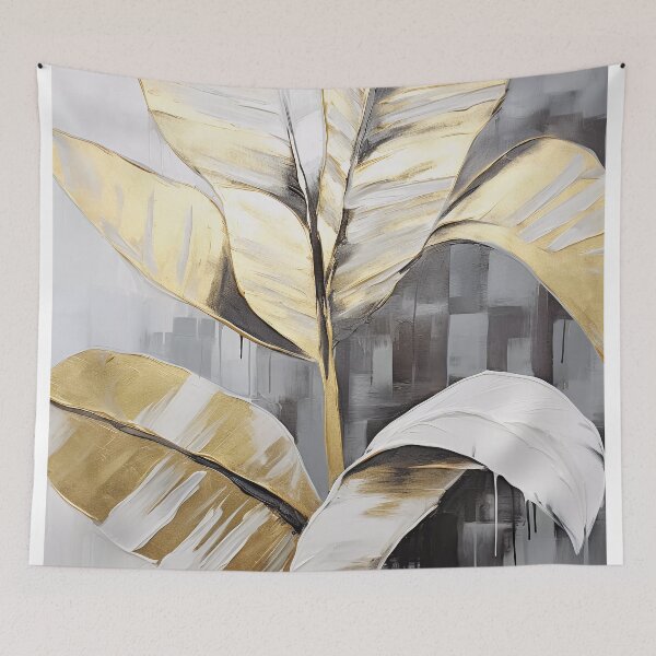 Item preview, Modern European ink and gold foil banana leaf 04 designed and sold by UnaWu533.