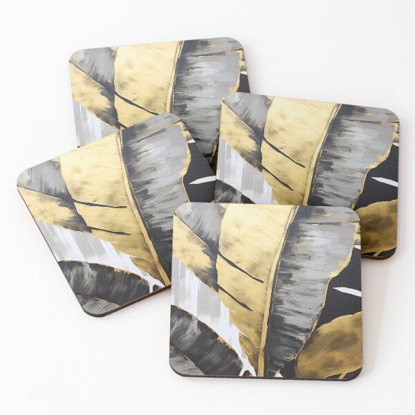 Item preview, Modern European ink and gold foil banana leaf 05 designed and sold by UnaWu533.