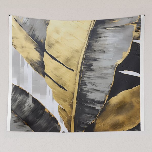 Item preview, Modern European ink and gold foil banana leaf 05 designed and sold by UnaWu533.