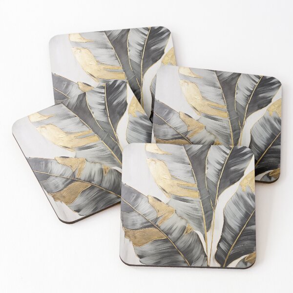 Item preview, Modern European ink and gold foil banana leaf 07 designed and sold by UnaWu533.