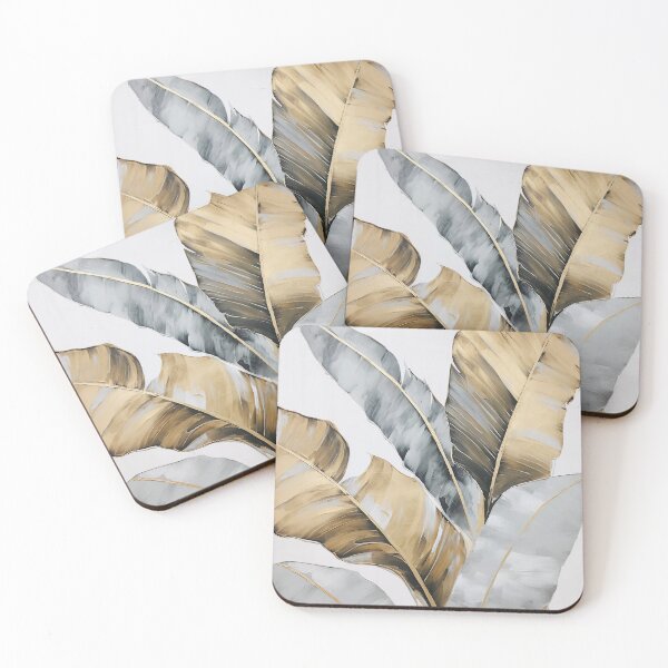 Item preview, Modern European ink and gold foil banana leaf 08 designed and sold by UnaWu533.