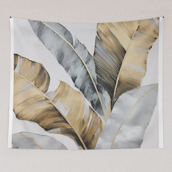 Item preview, Modern European ink and gold foil banana leaf 08 designed and sold by UnaWu533.