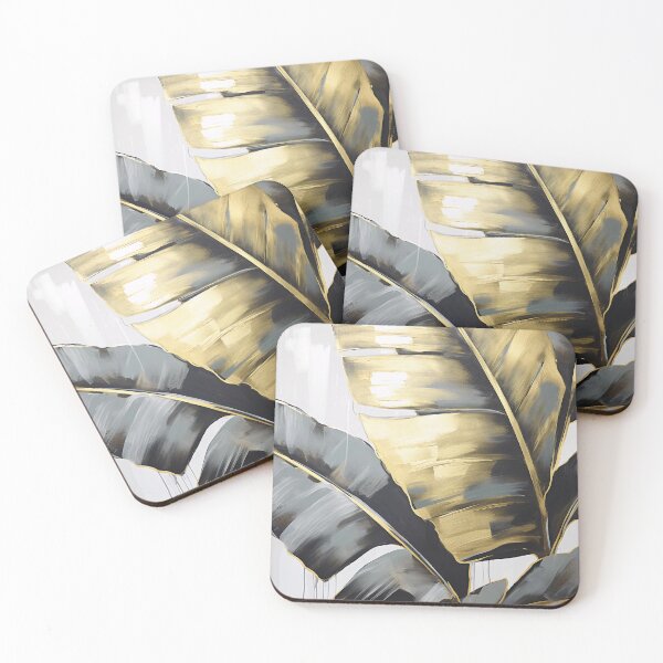 Item preview, Modern European ink and gold foil banana leaf 10 designed and sold by UnaWu533.