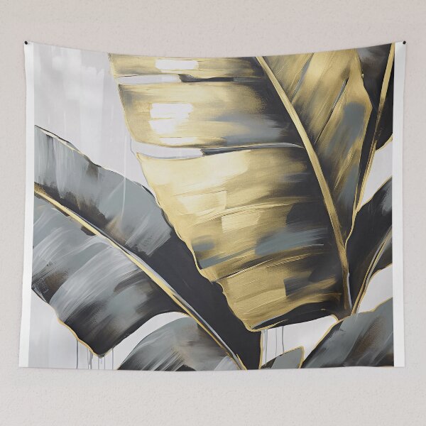 Item preview, Modern European ink and gold foil banana leaf 10 designed and sold by UnaWu533.