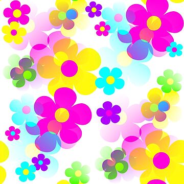 Artwork thumbnail, 60's Retro Mod Small Flowers Multicolor Pop Art by MellowCat