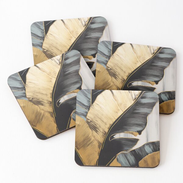Item preview, Modern European ink and gold foil banana leaf 11 designed and sold by UnaWu533.