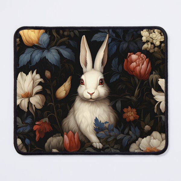 Item preview, Adorable White Rabbit in Midnight Garden Summer Pattern designed and sold by 20th-eclipse.