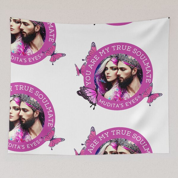 Item preview, Floral " You are my true soulmate" Divine Goddess & Queen Soulmates Couple Sticker designed and sold by MuditasEyes.