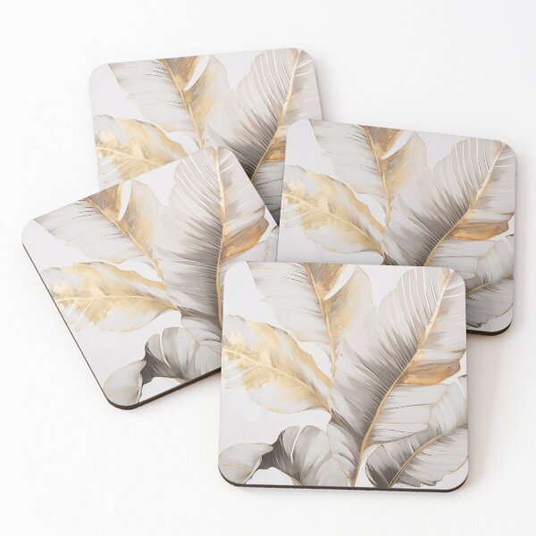 Item preview, Modern European ink and gold foil banana leaf 12 designed and sold by UnaWu533.