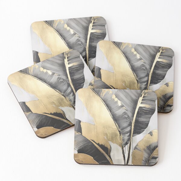 Item preview, Modern European ink and gold foil banana leaf designed and sold by UnaWu533.