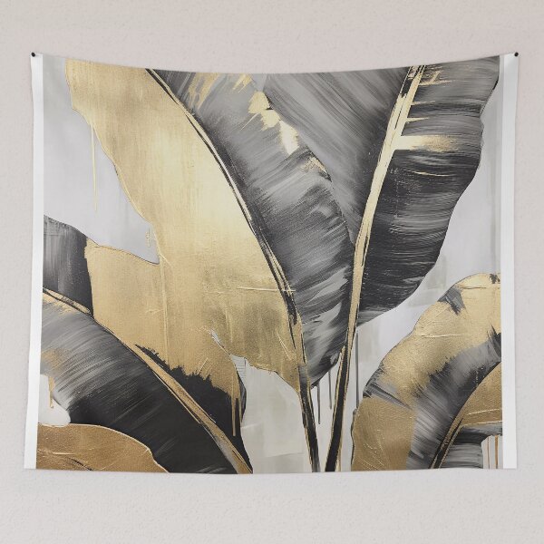 Item preview, Modern European ink and gold foil banana leaf designed and sold by UnaWu533.