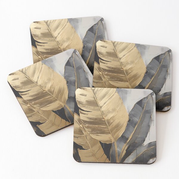 Item preview, Modern European ink and gold foil banana leaf 14 designed and sold by UnaWu533.