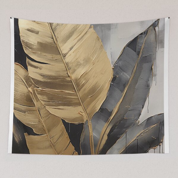 Item preview, Modern European ink and gold foil banana leaf 14 designed and sold by UnaWu533.