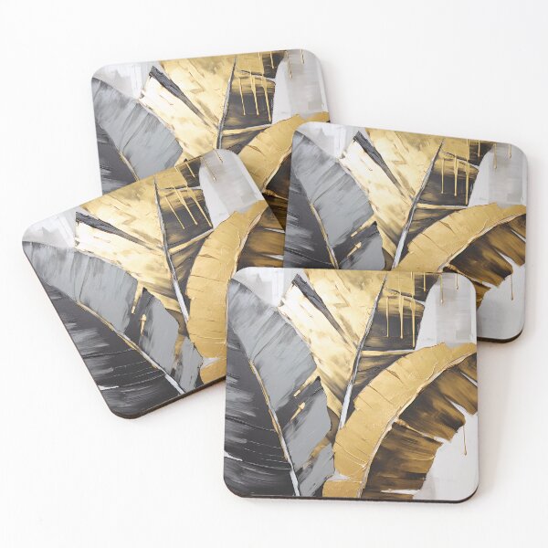 Item preview, Modern European ink and gold foil banana leaf 15 designed and sold by UnaWu533.