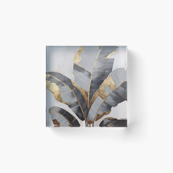 Item preview, Modern European ink and gold foil banana leaf 17 designed and sold by UnaWu533.