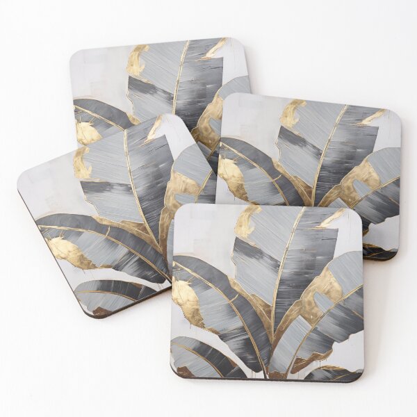Item preview, Modern European ink and gold foil banana leaf 17 designed and sold by UnaWu533.