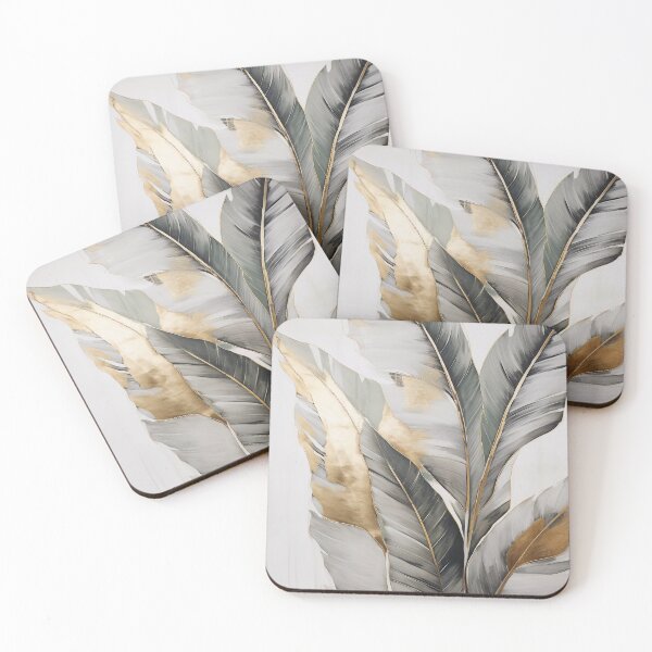 Item preview, Modern European ink and gold foil banana leaf 18 designed and sold by UnaWu533.