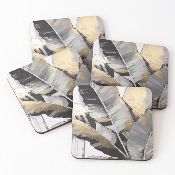Item preview, Modern European ink and gold foil banana leaf 19 designed and sold by UnaWu533.