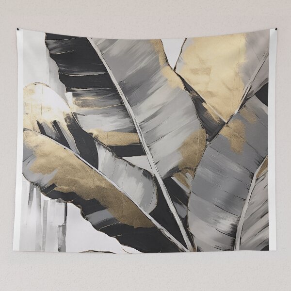 Item preview, Modern European ink and gold foil banana leaf 19 designed and sold by UnaWu533.