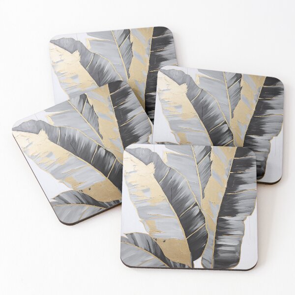 Item preview, Modern European ink and gold foil banana leaf 21 designed and sold by UnaWu533.
