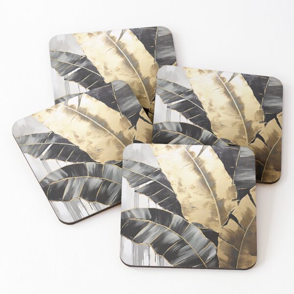 Item preview, Modern European ink and gold foil banana leaf 22 designed and sold by UnaWu533.