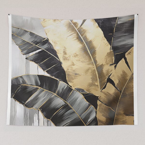 Item preview, Modern European ink and gold foil banana leaf 22 designed and sold by UnaWu533.
