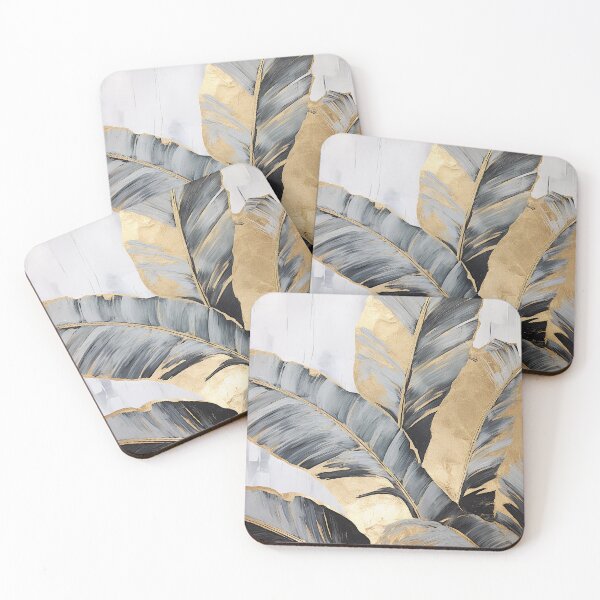 Item preview, Modern European ink and gold foil banana leaf 23 designed and sold by UnaWu533.
