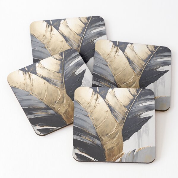 Item preview, Modern European ink and gold foil banana leaf 24 designed and sold by UnaWu533.