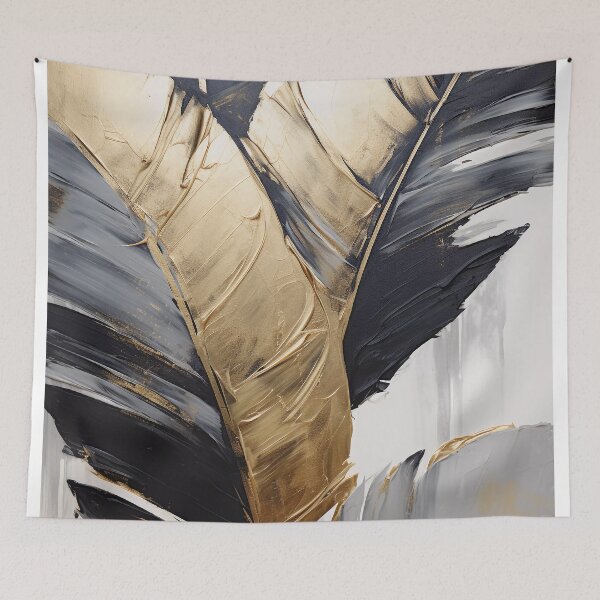 Item preview, Modern European ink and gold foil banana leaf 24 designed and sold by UnaWu533.