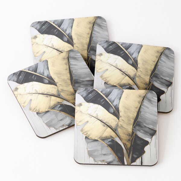 Item preview, Modern European ink and gold foil banana leaf 25 designed and sold by UnaWu533.