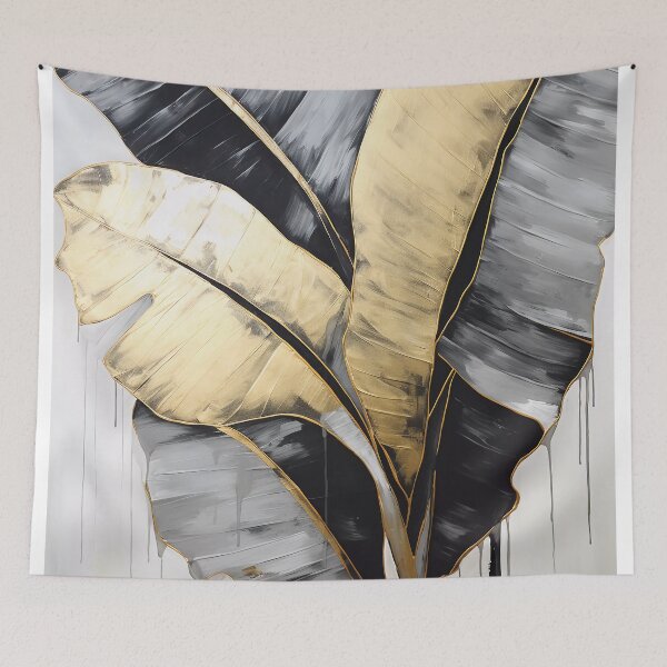 Item preview, Modern European ink and gold foil banana leaf 25 designed and sold by UnaWu533.