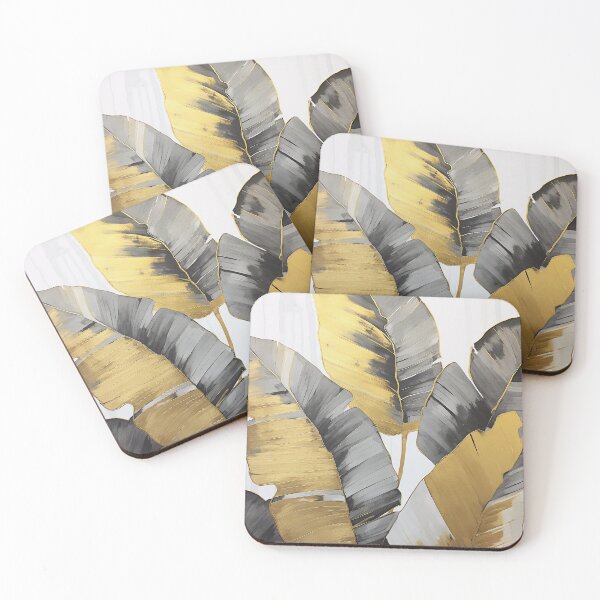 Item preview, Modern European ink and gold foil banana leaf 26 designed and sold by UnaWu533.
