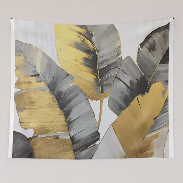Item preview, Modern European ink and gold foil banana leaf 26 designed and sold by UnaWu533.