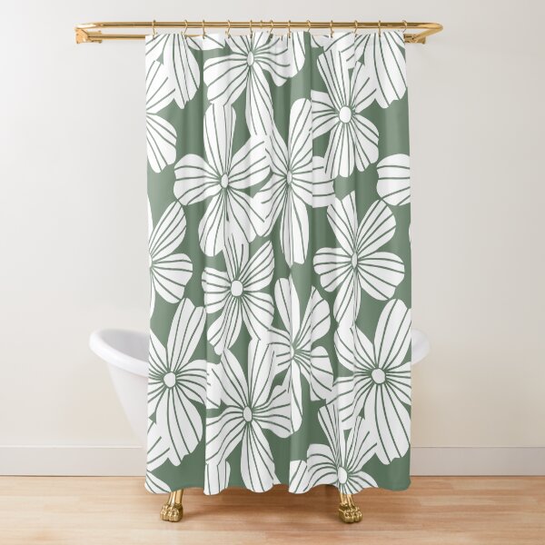 Item preview, Blooming Flower Blossoms Pattern (white/sage green) designed and sold by Design Minds Boutique.