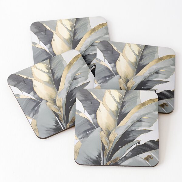 Item preview, Modern European ink and gold foil banana leaf 27 designed and sold by UnaWu533.