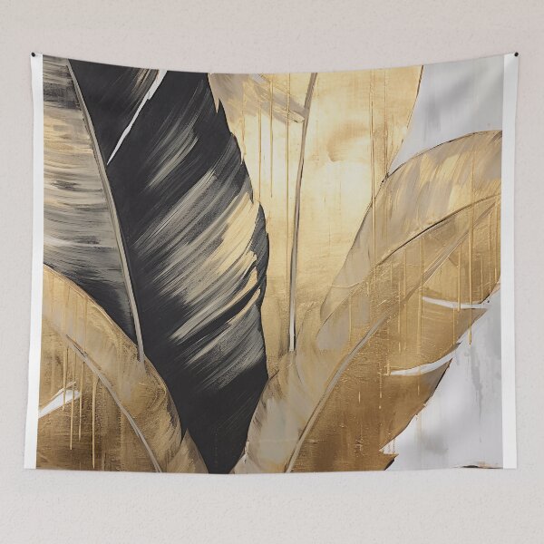 Item preview, Modern European ink and gold foil banana leaf 28 designed and sold by UnaWu533.