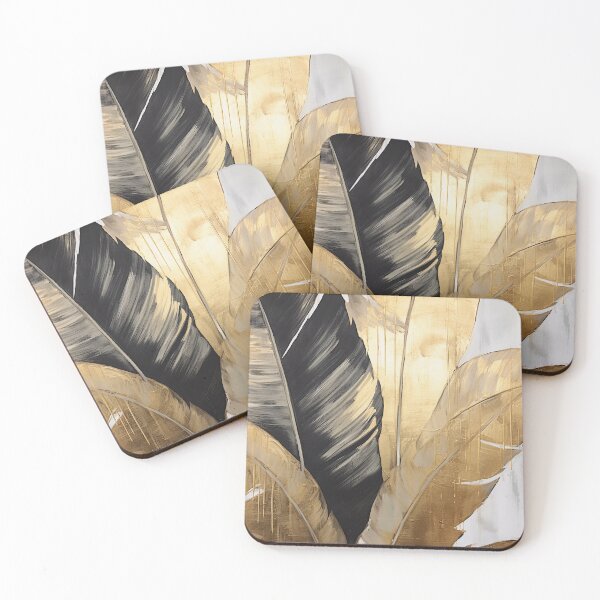 Item preview, Modern European ink and gold foil banana leaf 28 designed and sold by UnaWu533.
